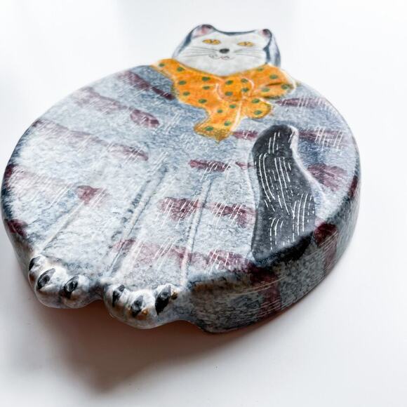 Vintage Macy's The Cellar Hand Painted Ceramic Cat Made in Italy Decor Trivet - Picture 4 of 8